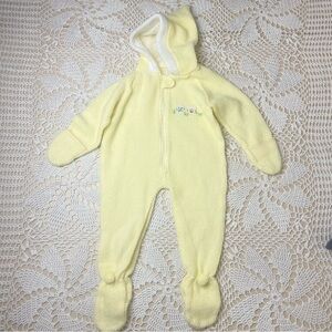 Vintage 1980s Yellow Knit Baby Coverall